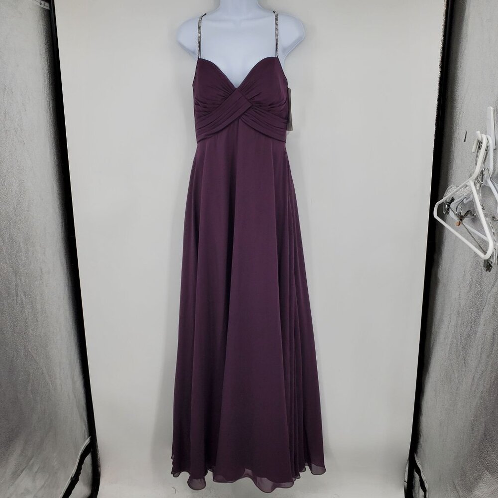 Christina Wu Plum Maxi Dress with Beaded Straps